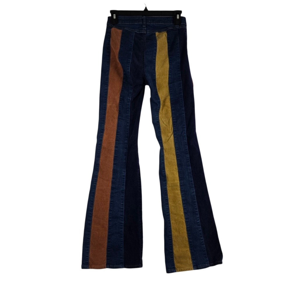 Altar'd State Patchwork Jeans Womens 28 Blue Brown High Rise Flare Leg Boho - Picture 9 of 10